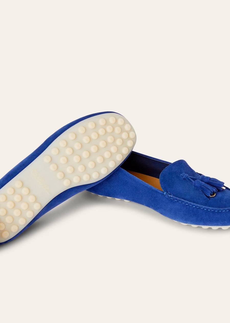 Dot Sole Walk moccasin, fluorite blue goat suede