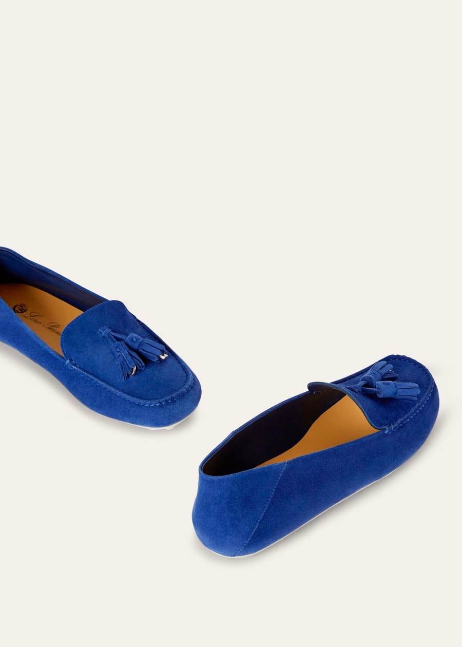 Dot Sole Walk moccasin, fluorite blue goat suede