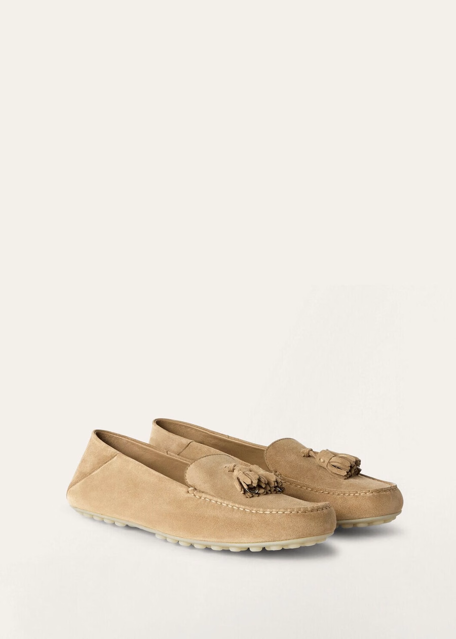 Dot Sole Walk Loafer goat suede cashew butter