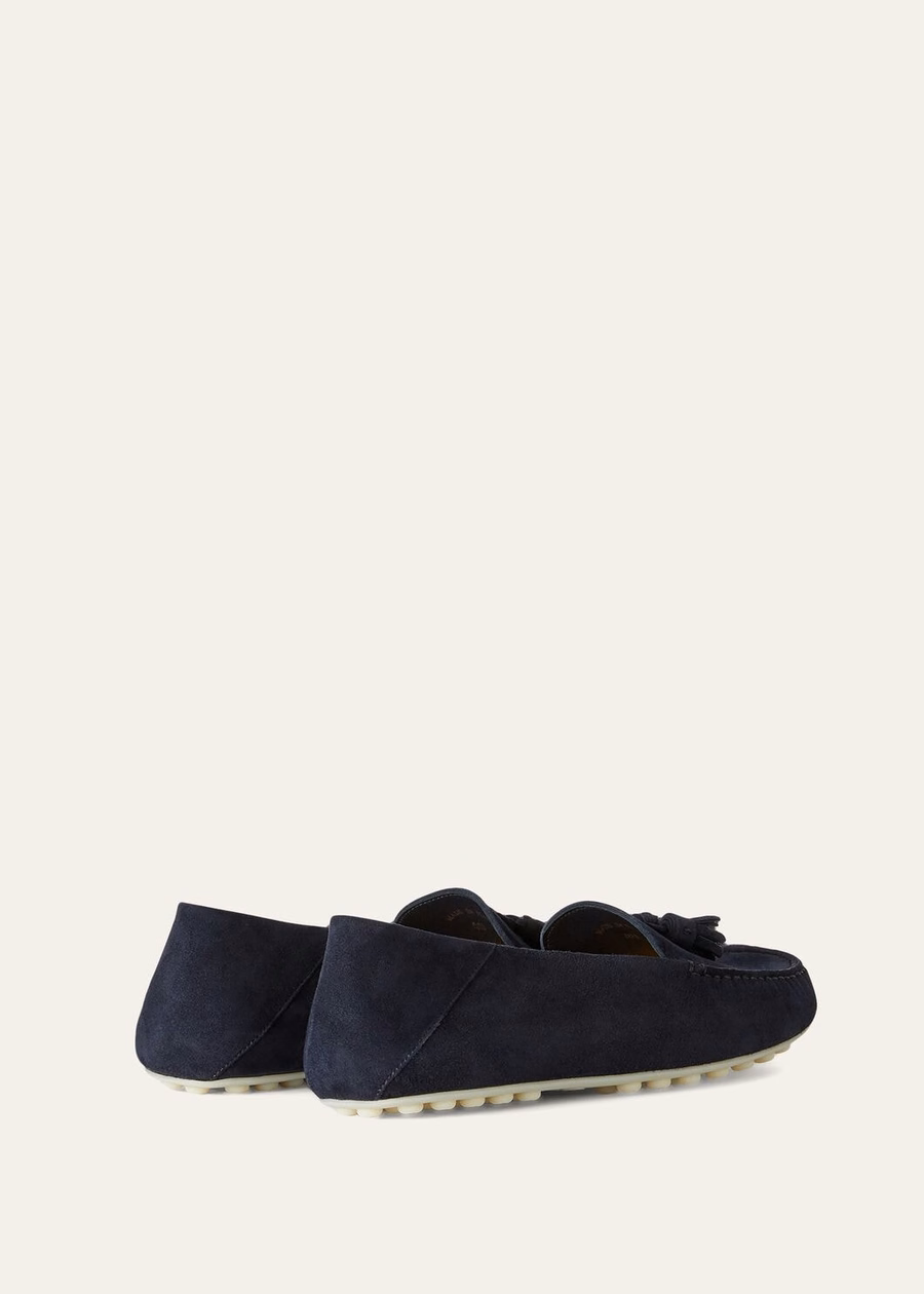 Dot Sole Walk Moccasin in Goat Suede Navy Blue