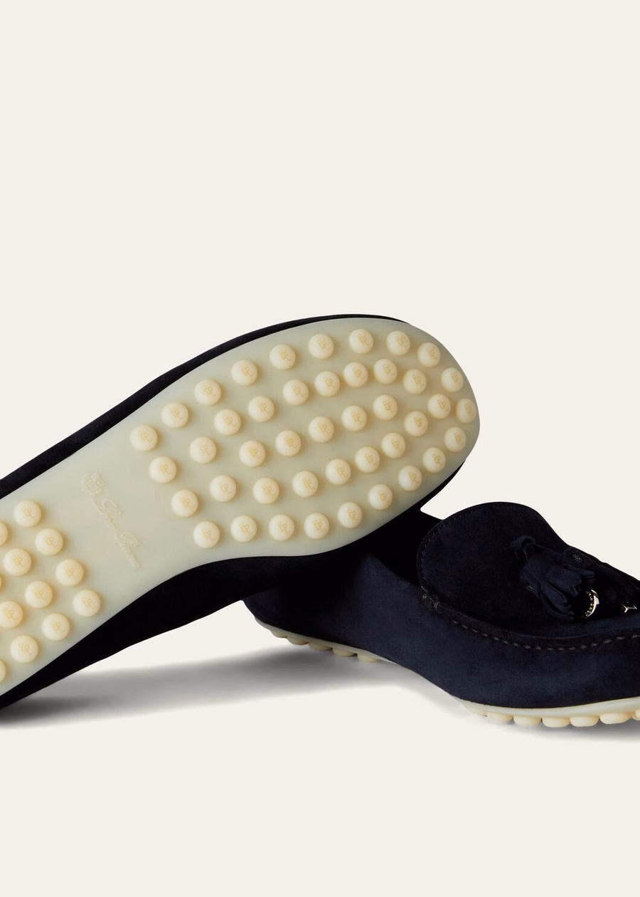 Dot Sole Walk Moccasin in Goat Suede Navy Blue