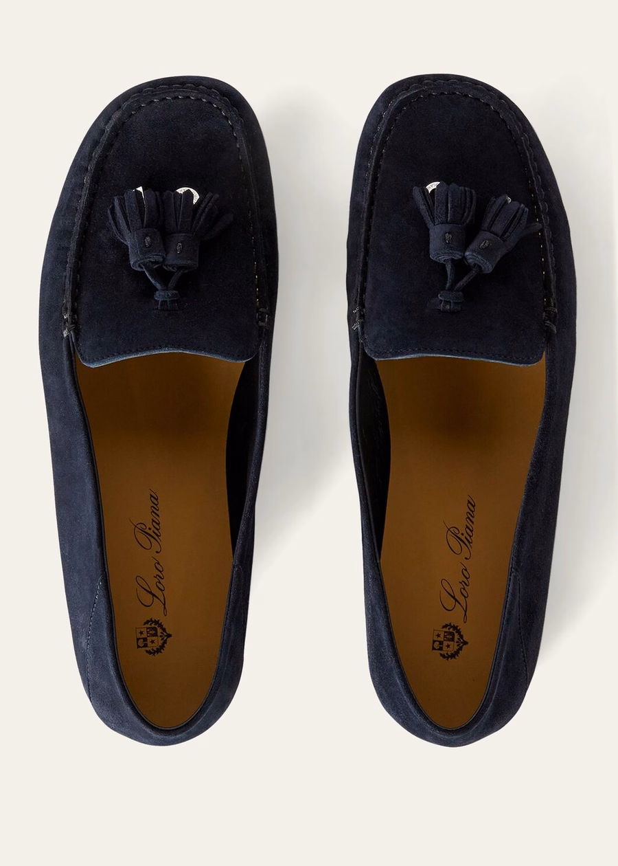 Dot Sole Walk Moccasin in Goat Suede Navy Blue
