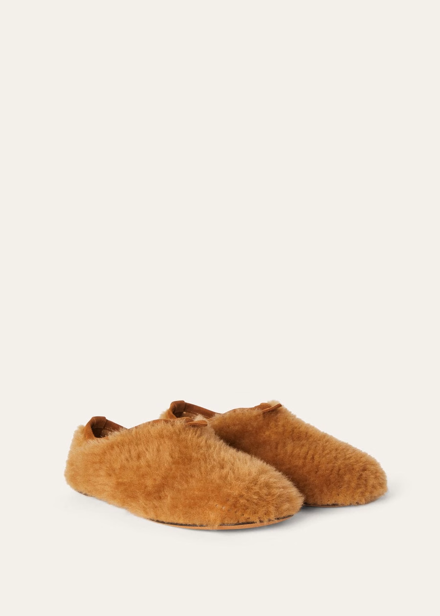 Floaty Flat Loafer Shearling Gingerbread Gold Melange