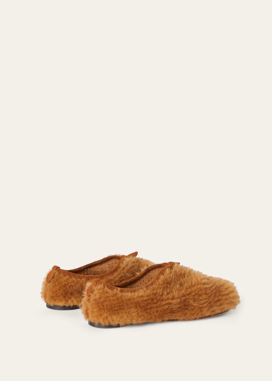 Floaty Flat Loafer Shearling Gingerbread Gold Melange