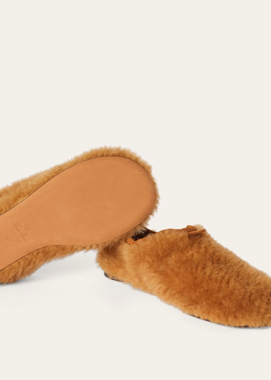 Floaty Flat Loafer Shearling Gingerbread Gold Melange