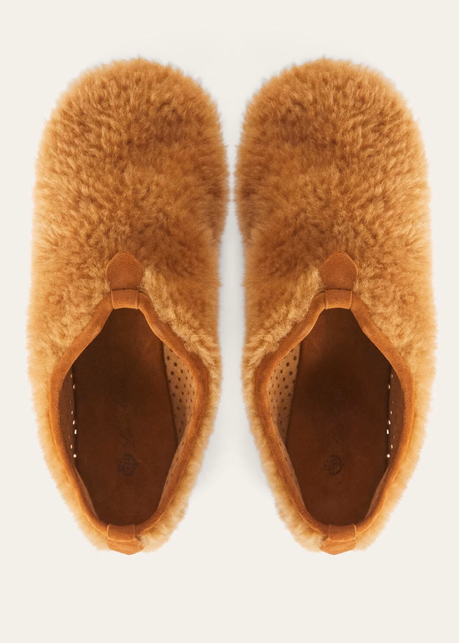 Floaty Flat Loafer Shearling Gingerbread Gold Melange