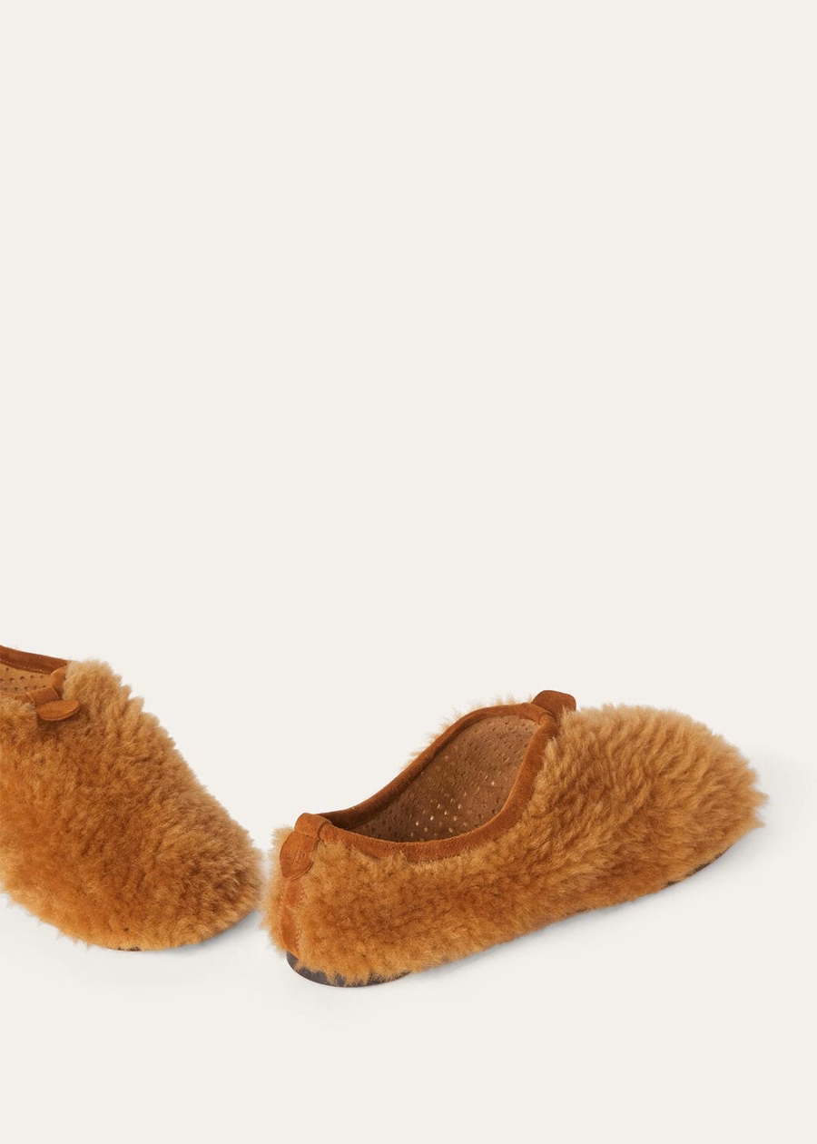 Floaty Flat Loafer Shearling Gingerbread Gold Melange