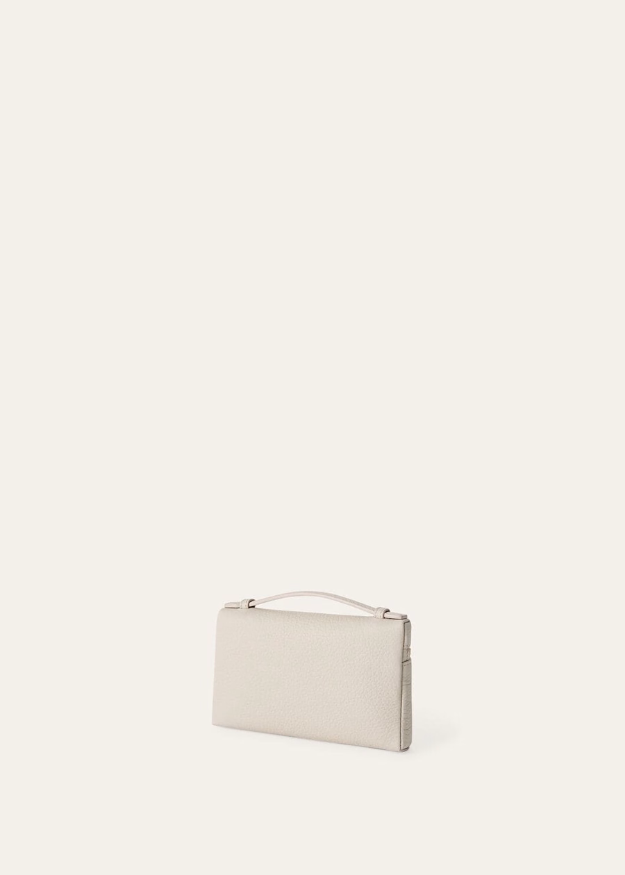 Extra Pocket Mini Pouch Grained Calfskin Light Travertine/Sun Gold