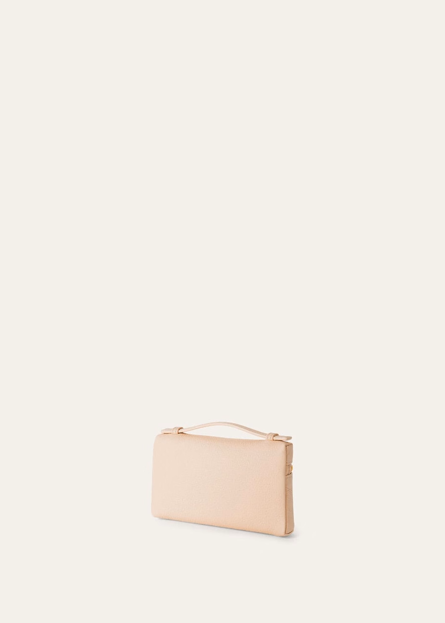 Mini pouch with extra pocket in cream honey/sun gold grained calfskin
