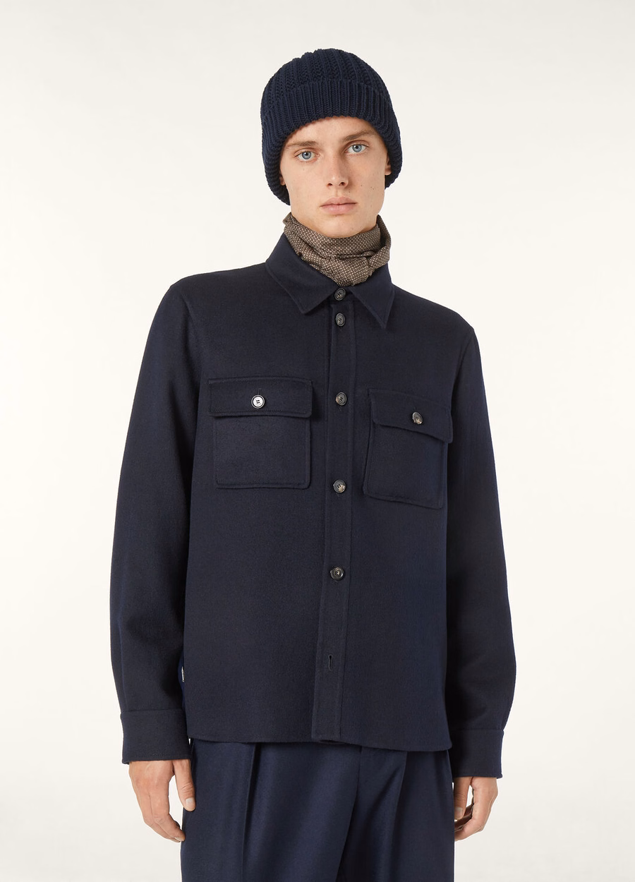 Jim Cashmere Navy Blue Oversized Shirt