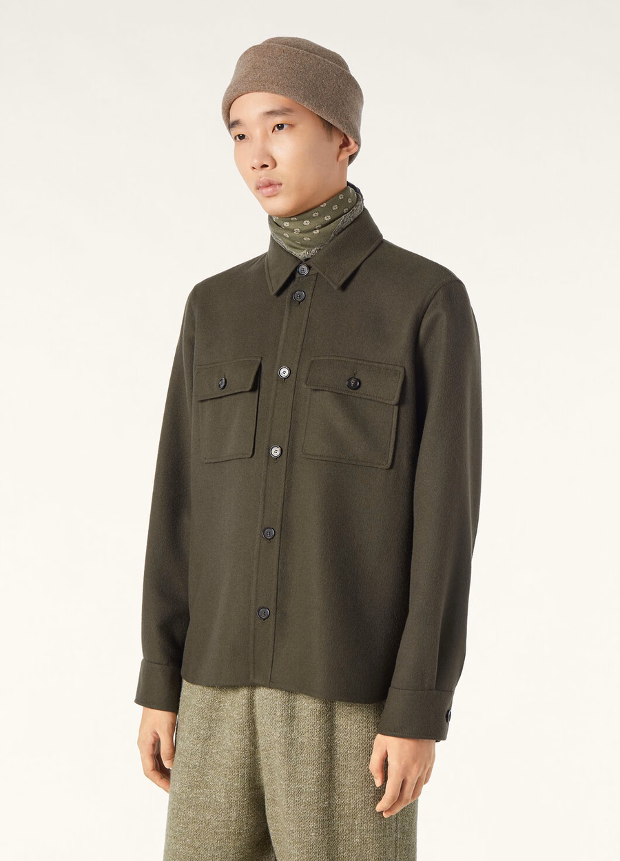 Jim Cashmere Overshirt Black Pine