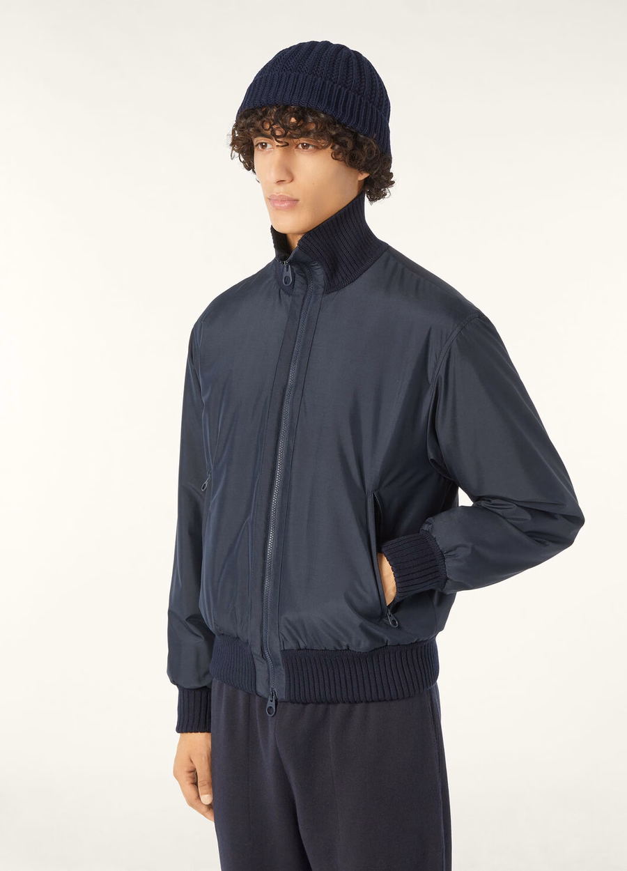 Denzel Silk Bomber Jacket - Storm System® Navy