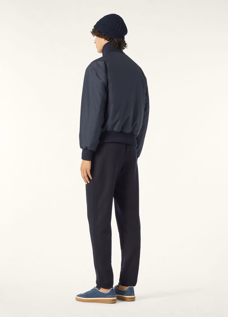 Denzel Silk Bomber Jacket - Storm System® Navy