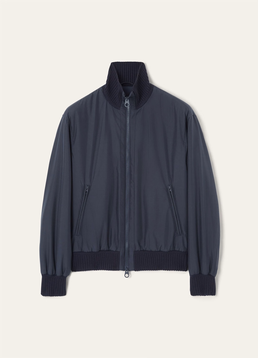 Denzel Silk Bomber Jacket - Storm System® Navy