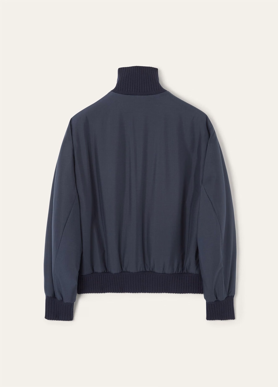 Denzel Silk Bomber Jacket - Storm System® Navy
