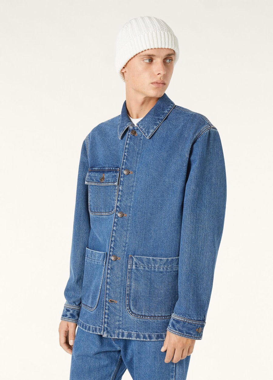 Frem Blue Stone Washed Cotton Cashmere Jacket