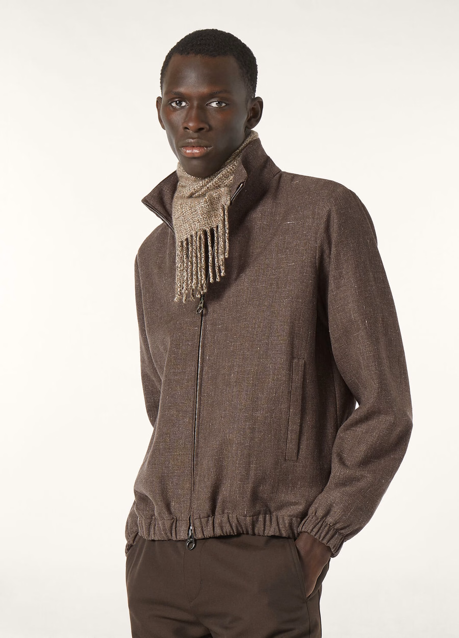 Loro Piana Bomber Linen Virgin Wool Stromboli Sand