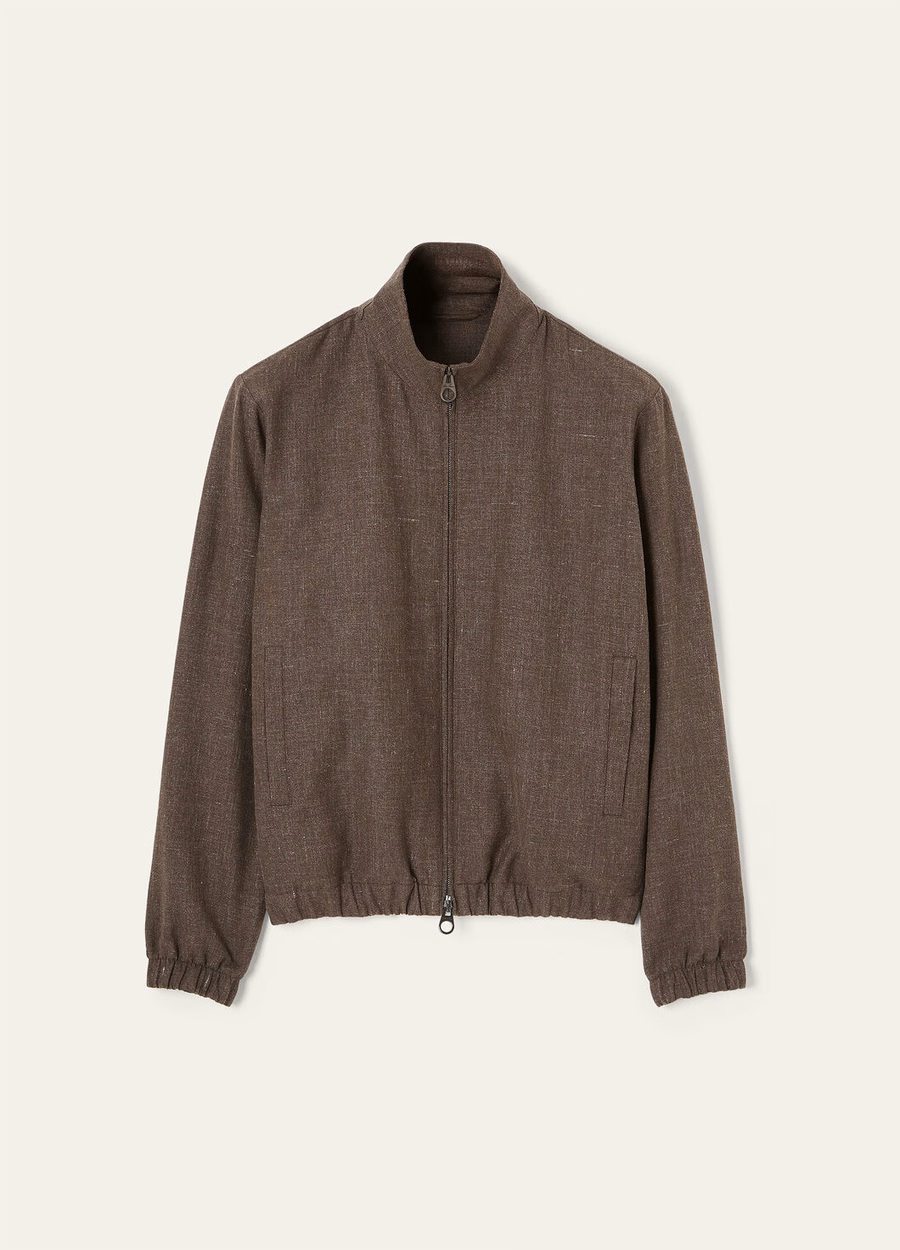 Loro Piana Bomber Linen Virgin Wool Stromboli Sand