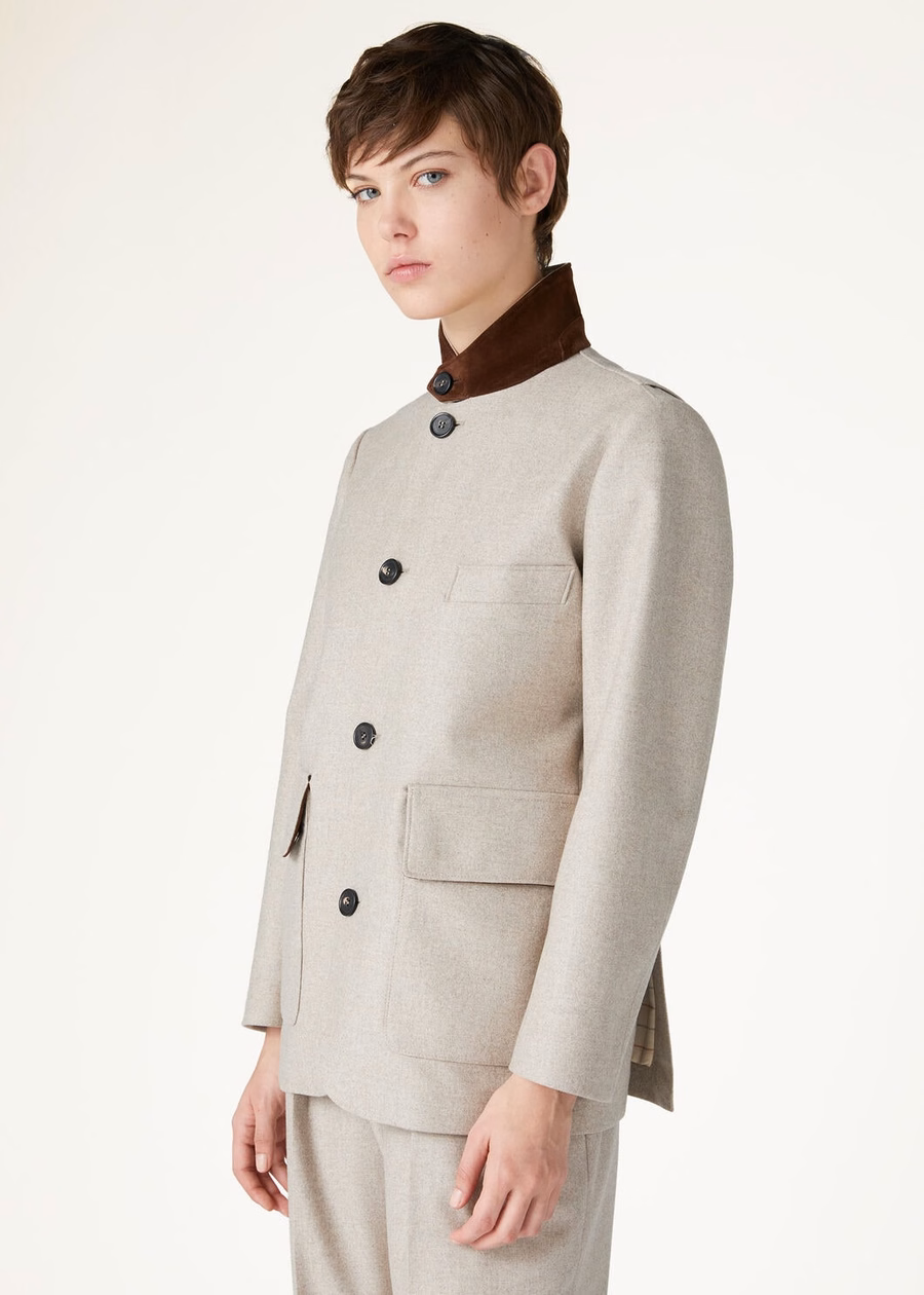 Roadster Mini Cashmere Jacket Virgin Wool Natural Felt
