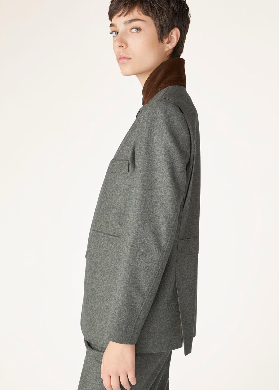 Roadster Mini Cashmere Jacket Dry Virgin Wool Shiso Mel
