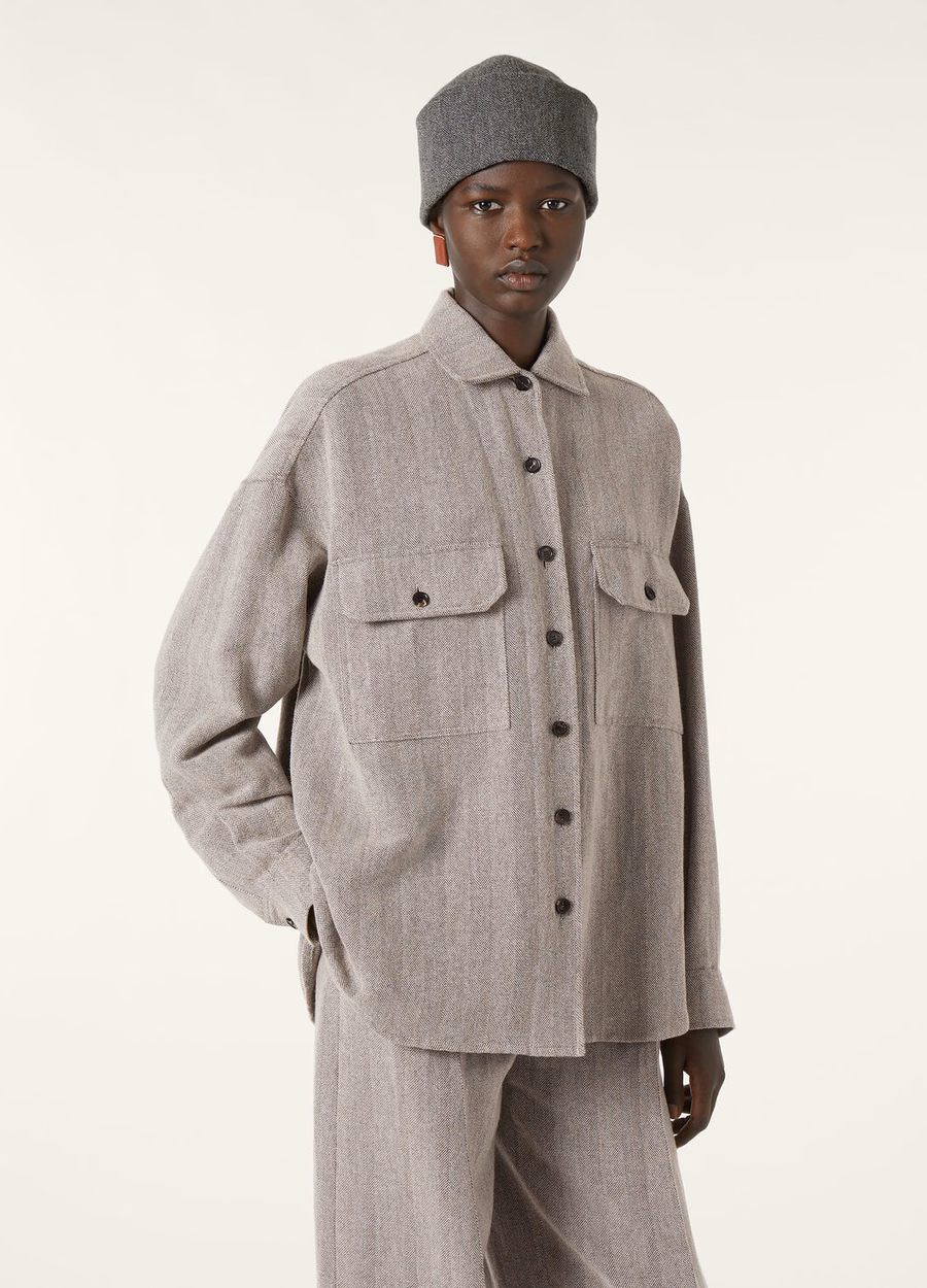 Darby Overshirt In Cashmere Virgin Wool Chalk/Black