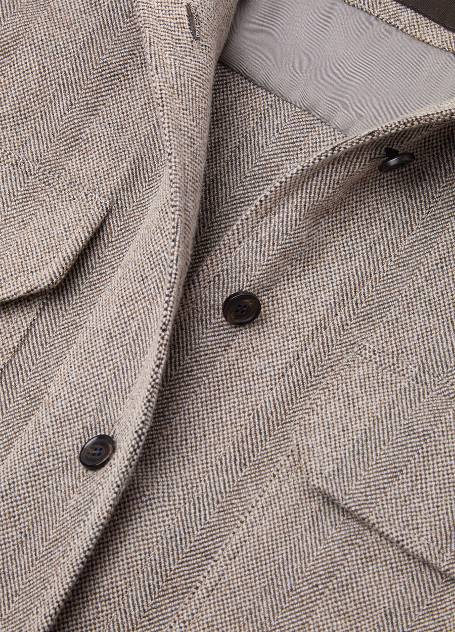 Darby Overshirt In Cashmere Virgin Wool Chalk/Black