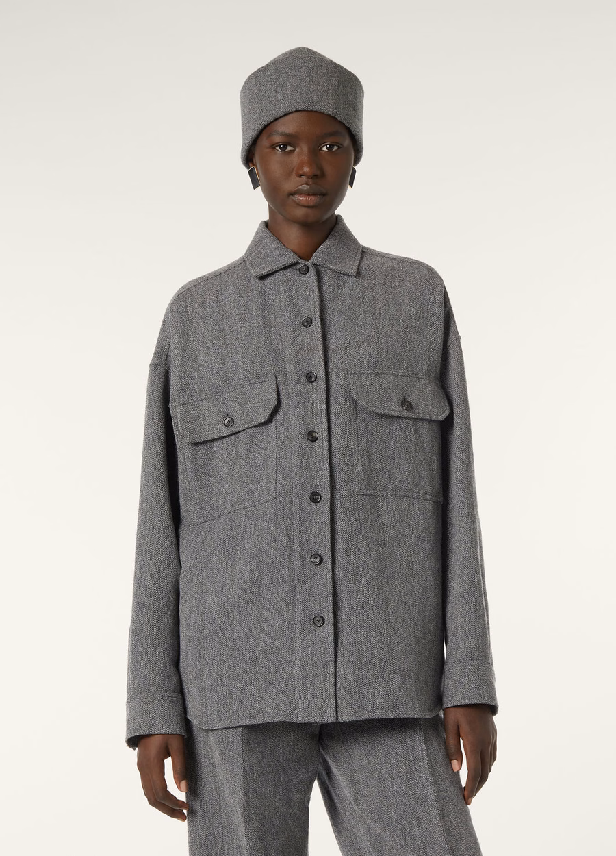 Darby Overshirt In Cashmere Virgin Wool Navy Blue