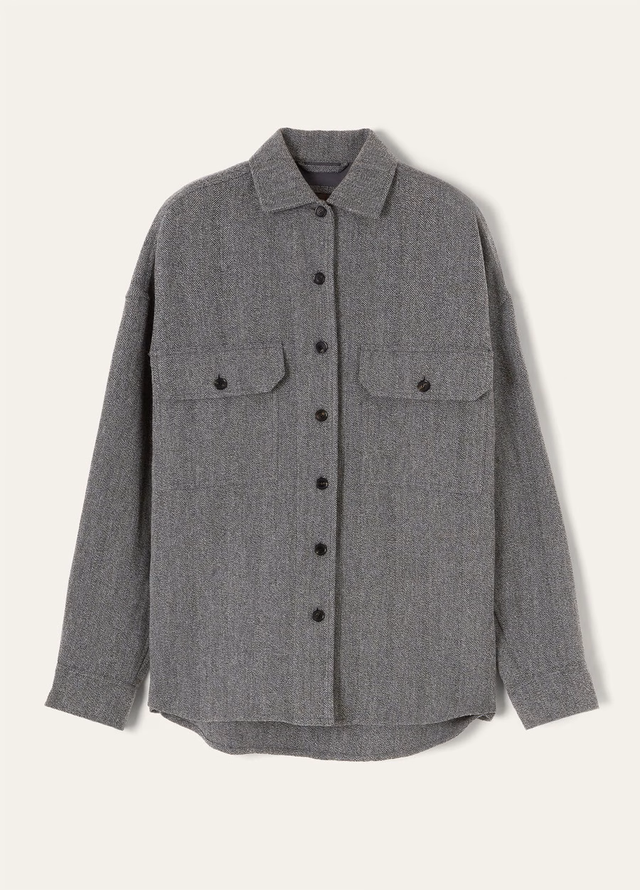 Darby Overshirt In Cashmere Virgin Wool Navy Blue