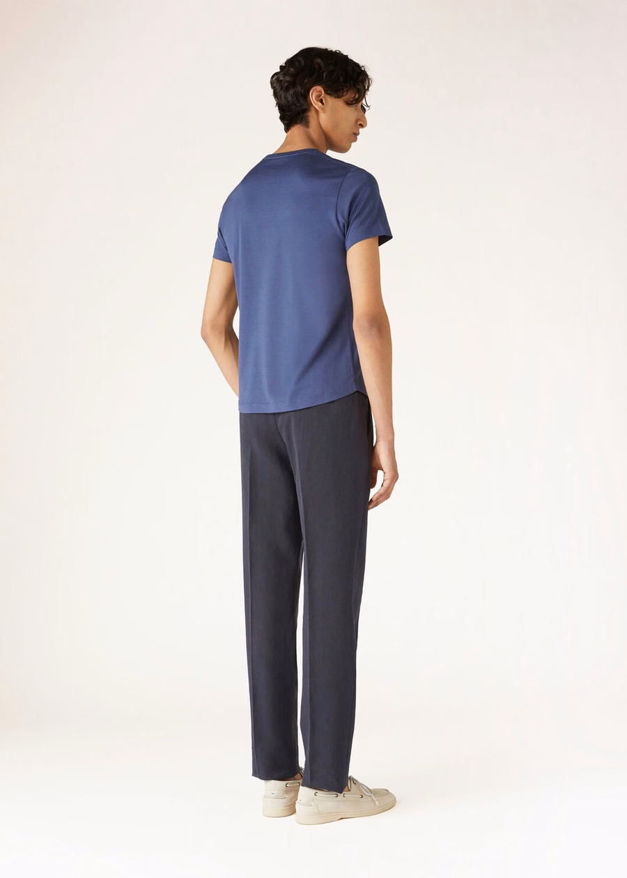 Soft Cotton Silk T-shirt Delft Blue