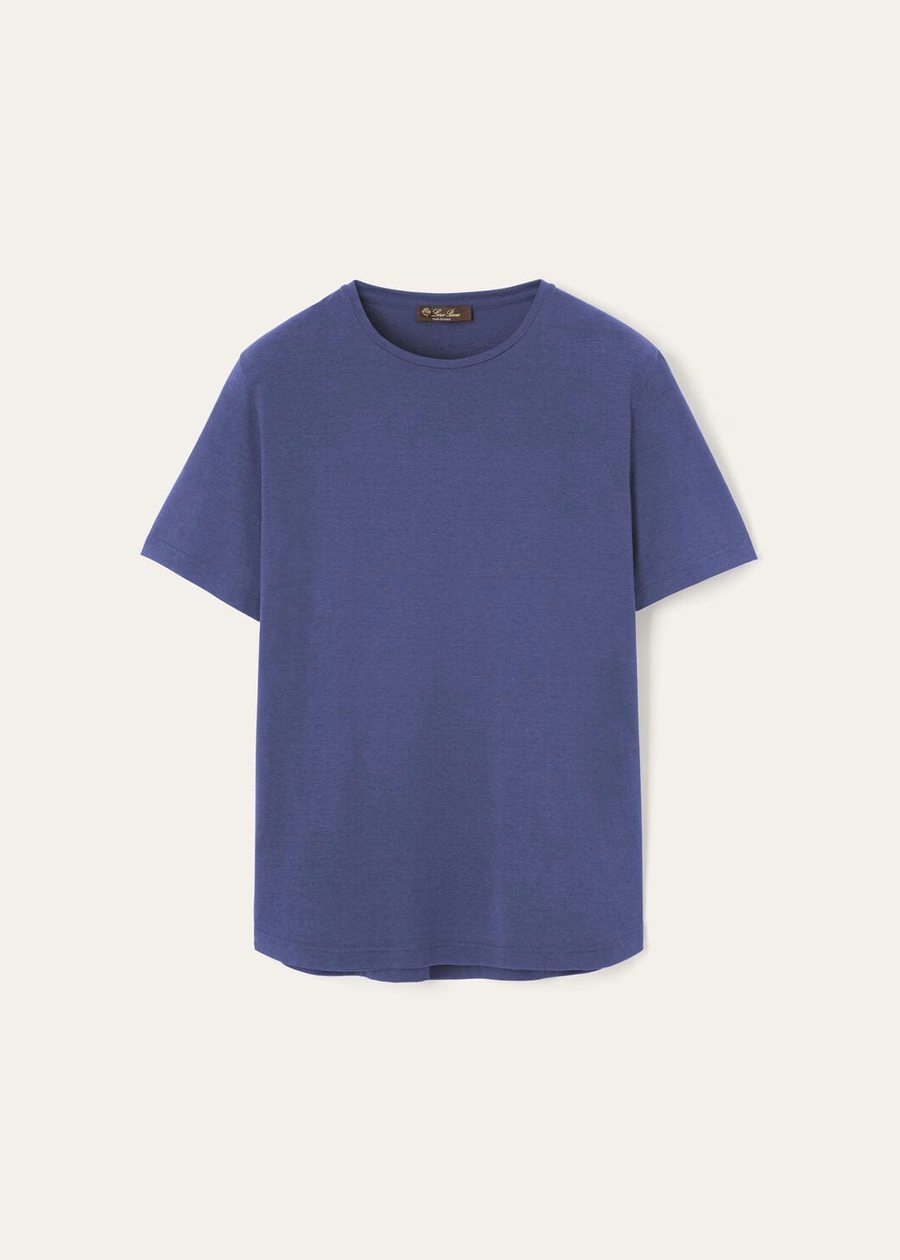 Soft Cotton Silk T-shirt Delft Blue