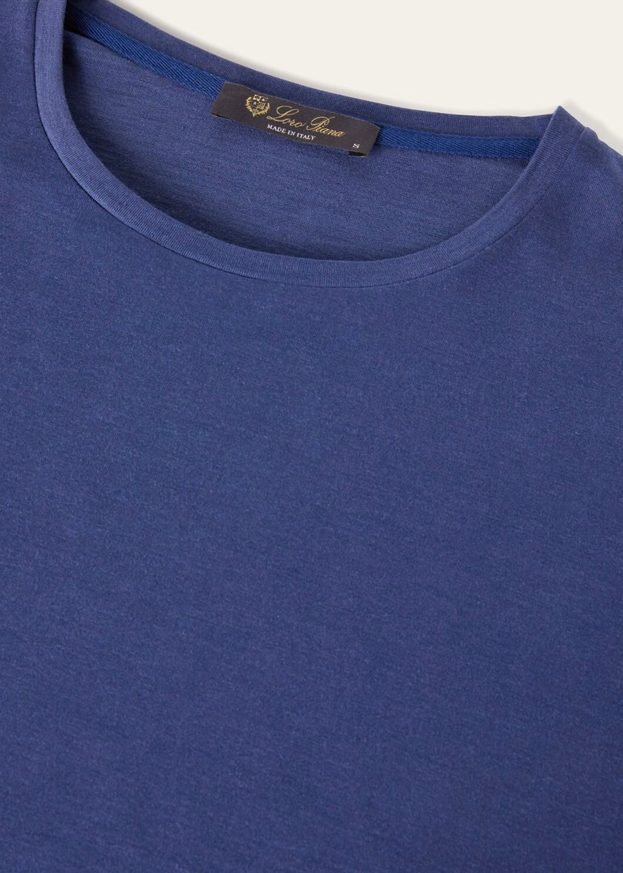Soft Cotton Silk T-shirt Delft Blue
