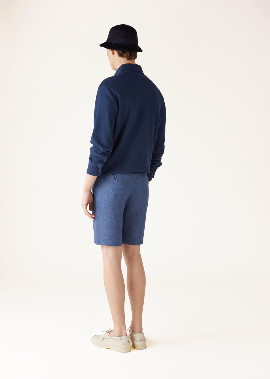 Deep Ocean Blue Cotton Polo Shirt