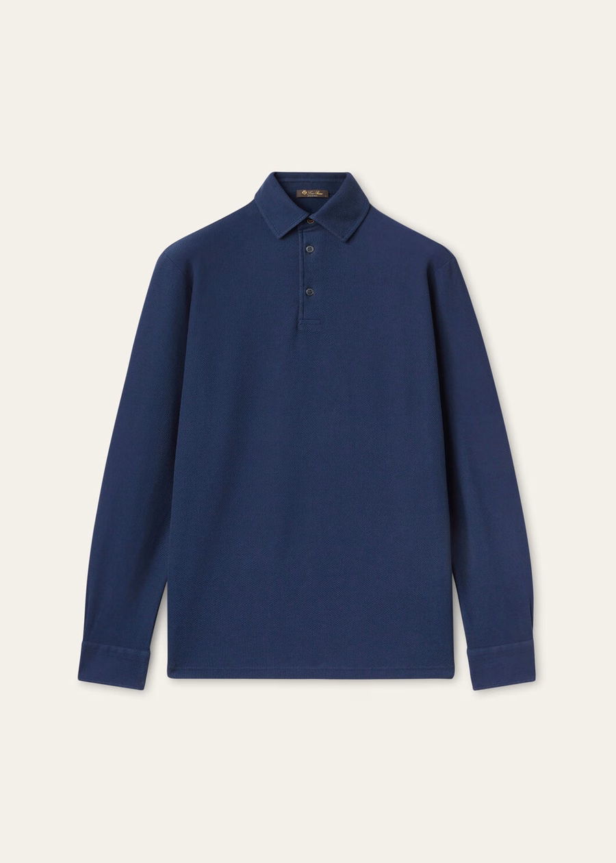Deep Ocean Blue Cotton Polo Shirt