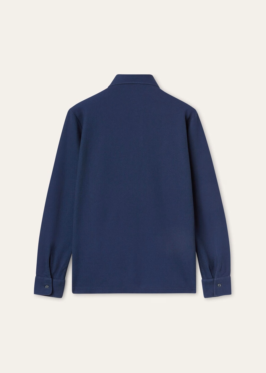 Deep Ocean Blue Cotton Polo Shirt