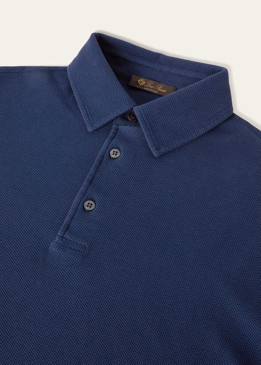 Deep Ocean Blue Cotton Polo Shirt