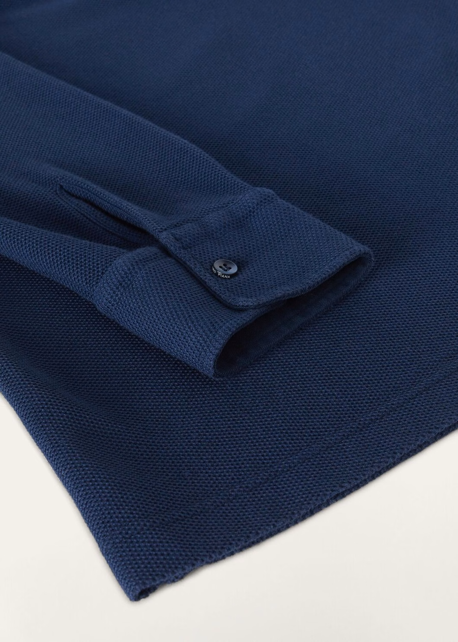 Deep Ocean Blue Cotton Polo Shirt