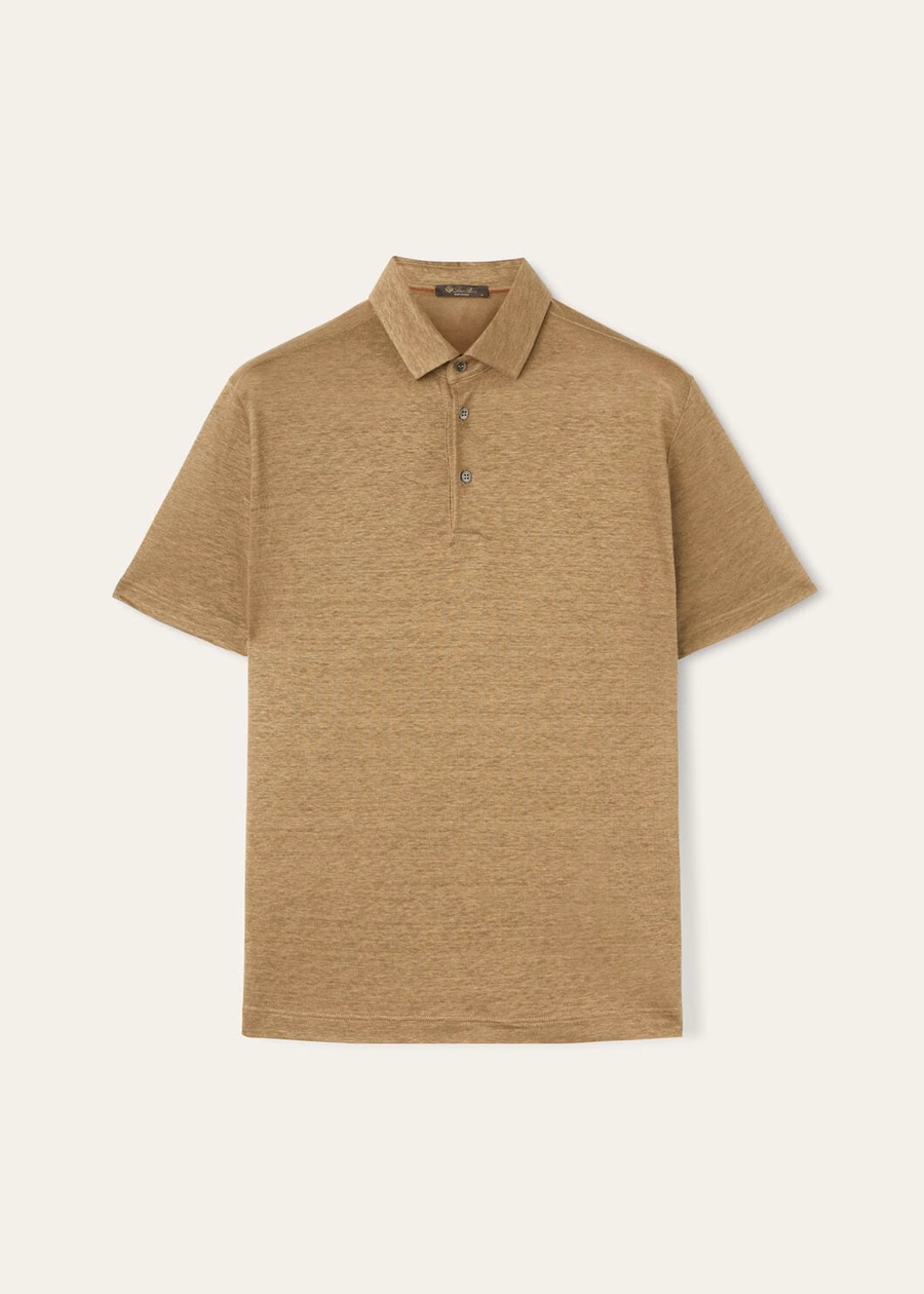 Linen Polo Shirt Dusty Khaki