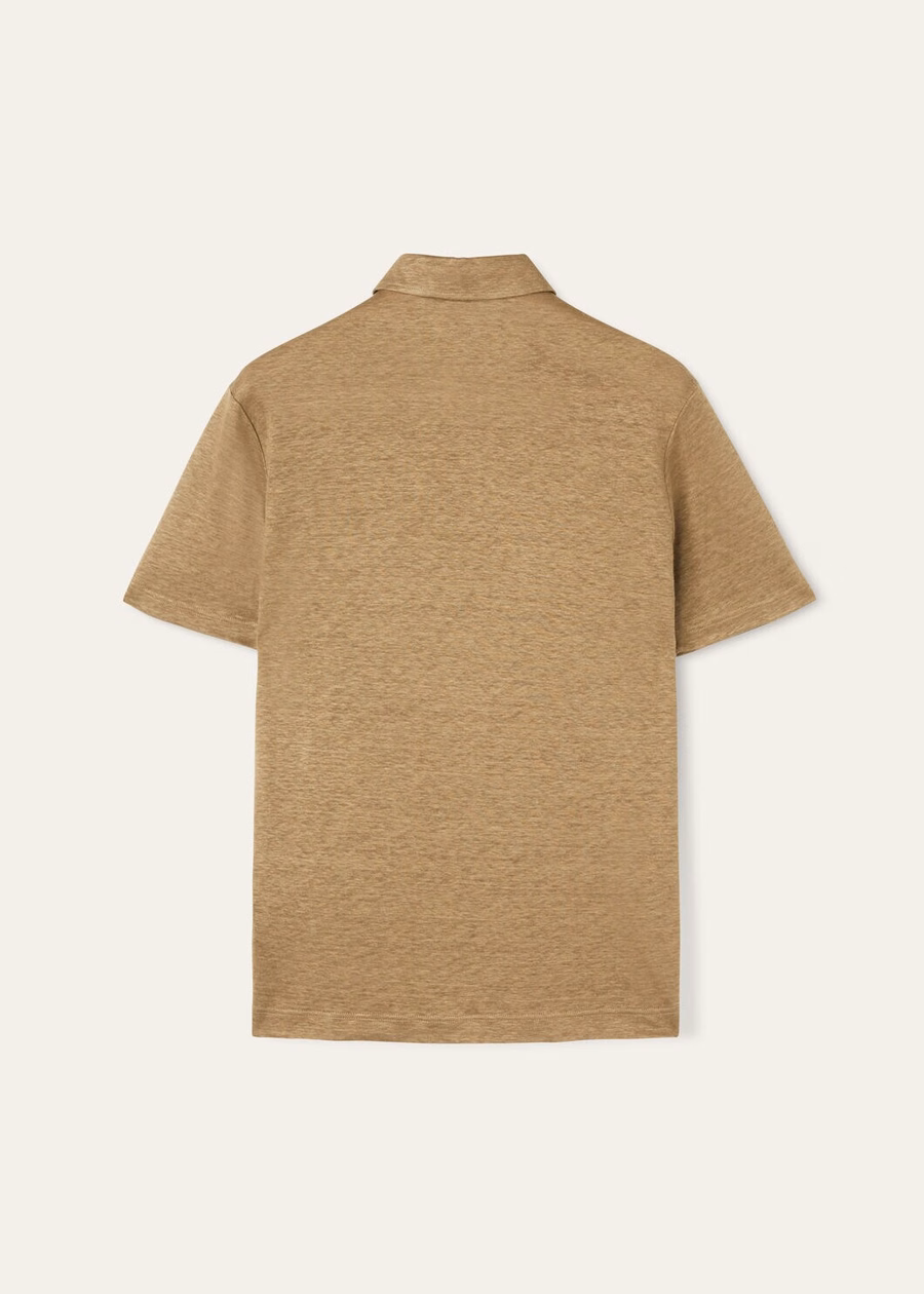 Linen Polo Shirt Dusty Khaki