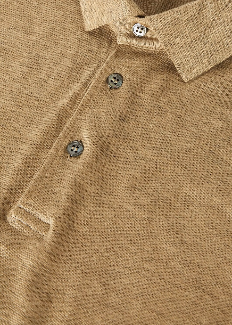 Linen Polo Shirt Dusty Khaki