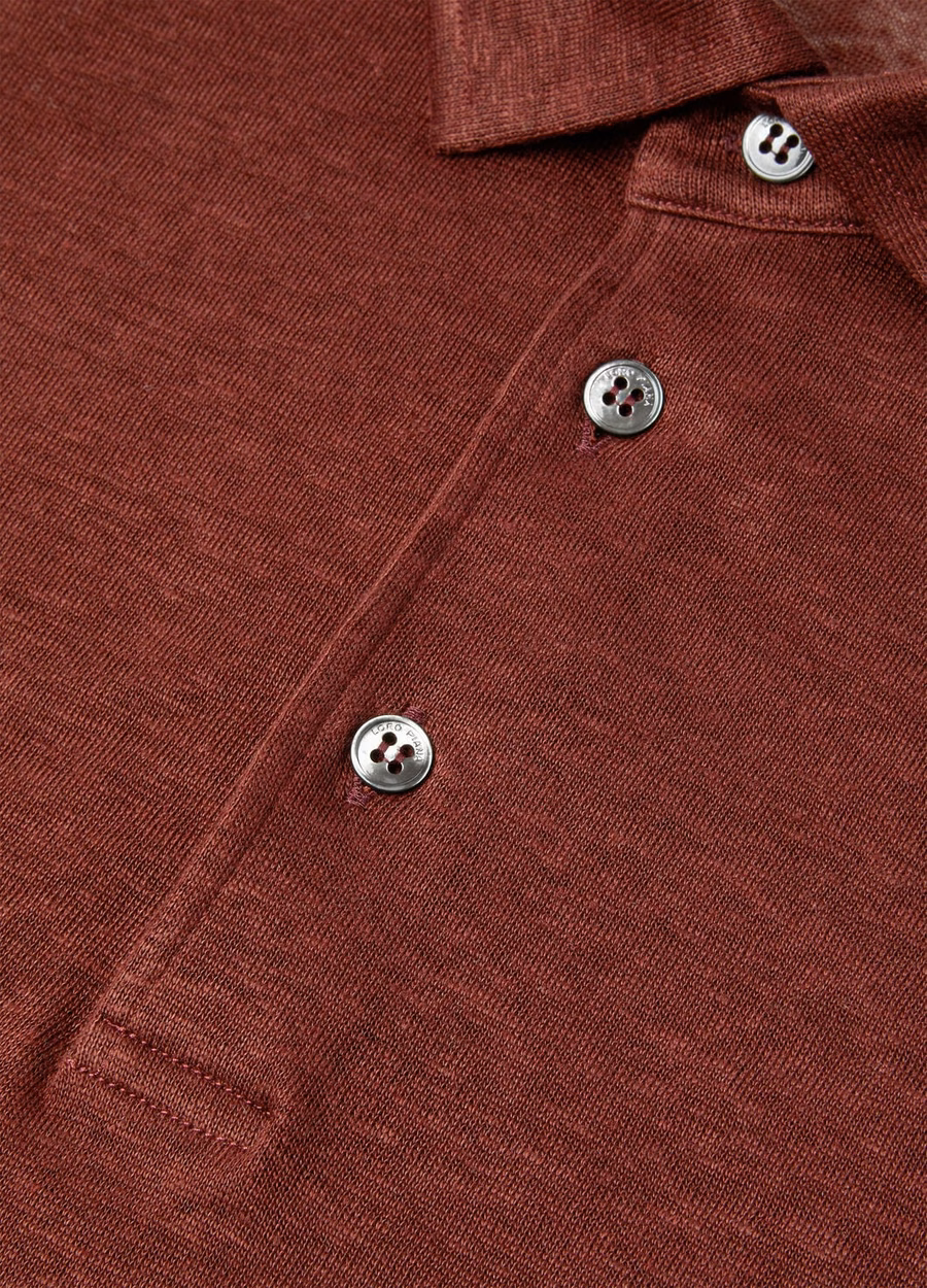 Deep Maroon Linen Polo Shirt