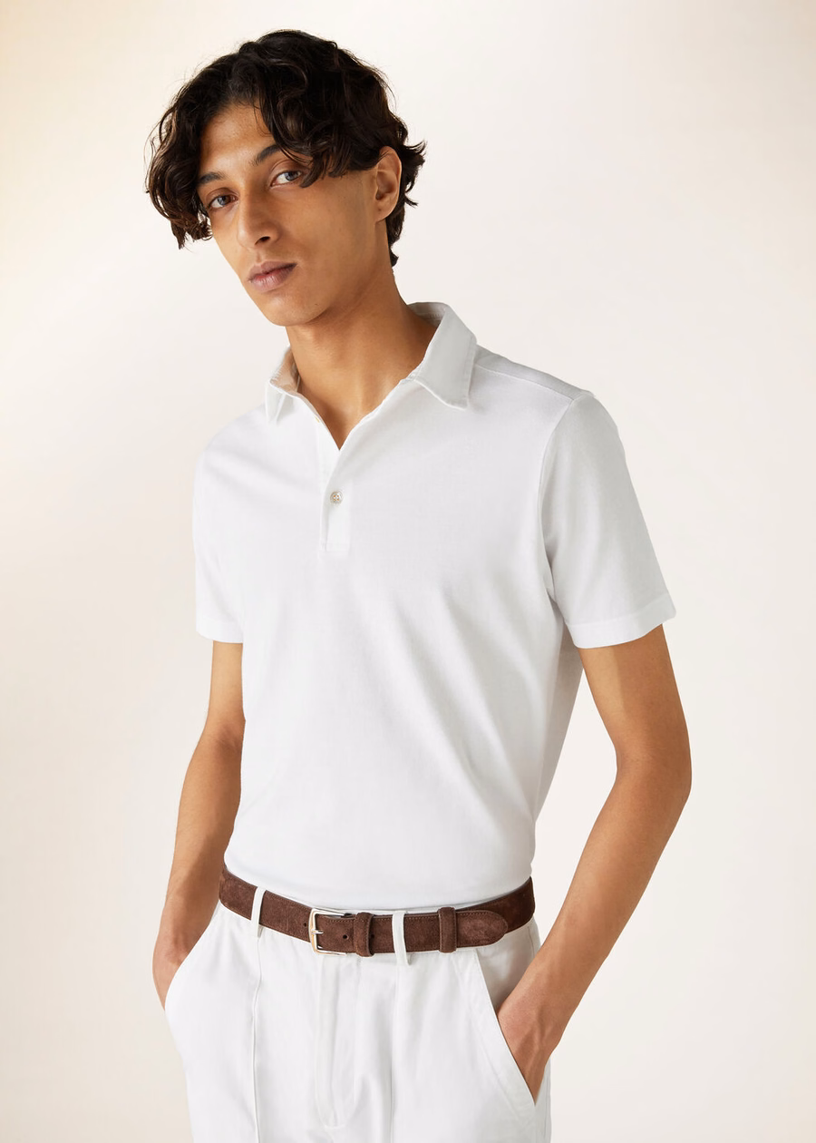 Optical White Cotton Polo Shirt