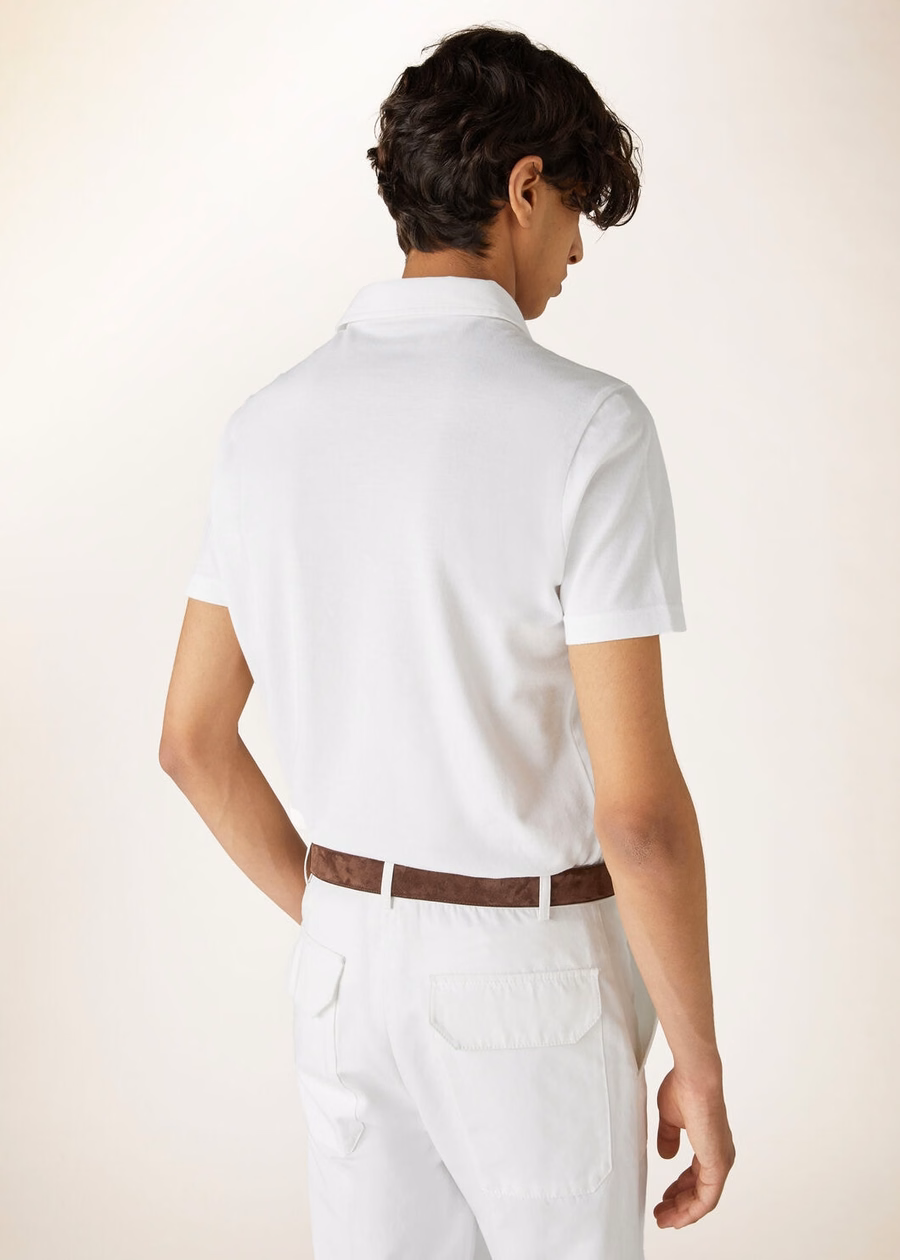 Optical White Cotton Polo Shirt