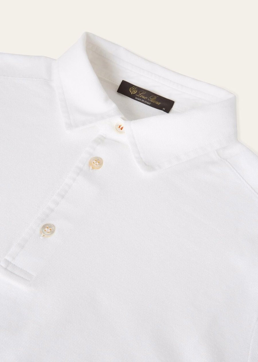 Optical White Cotton Polo Shirt