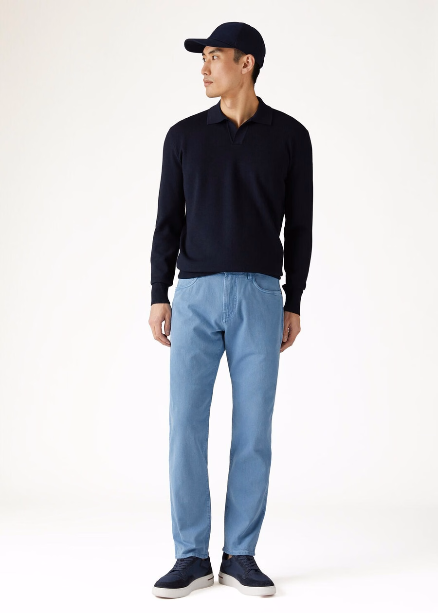 Wish® Wool Button-Down Polo Shirt Navy Blue