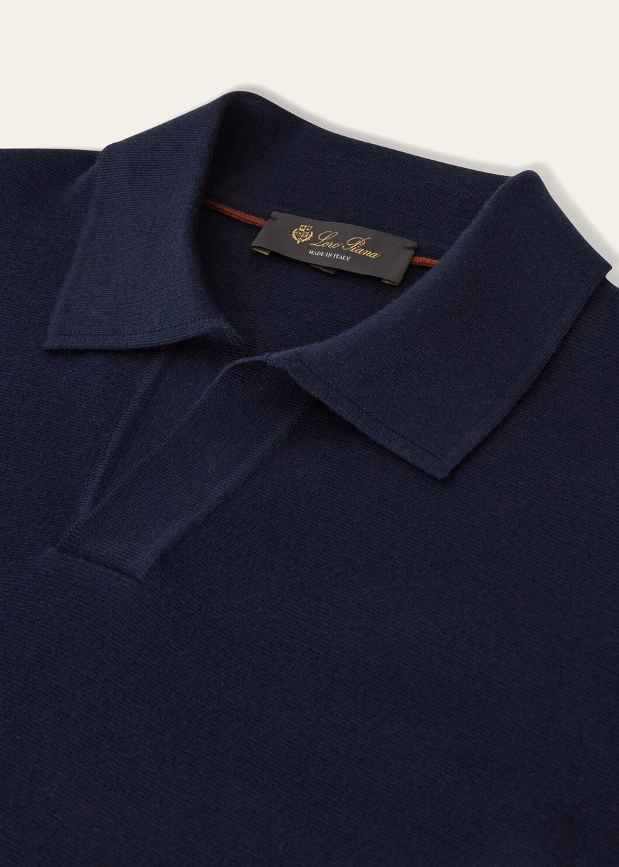 Wish® Wool Button-Down Polo Shirt Navy Blue