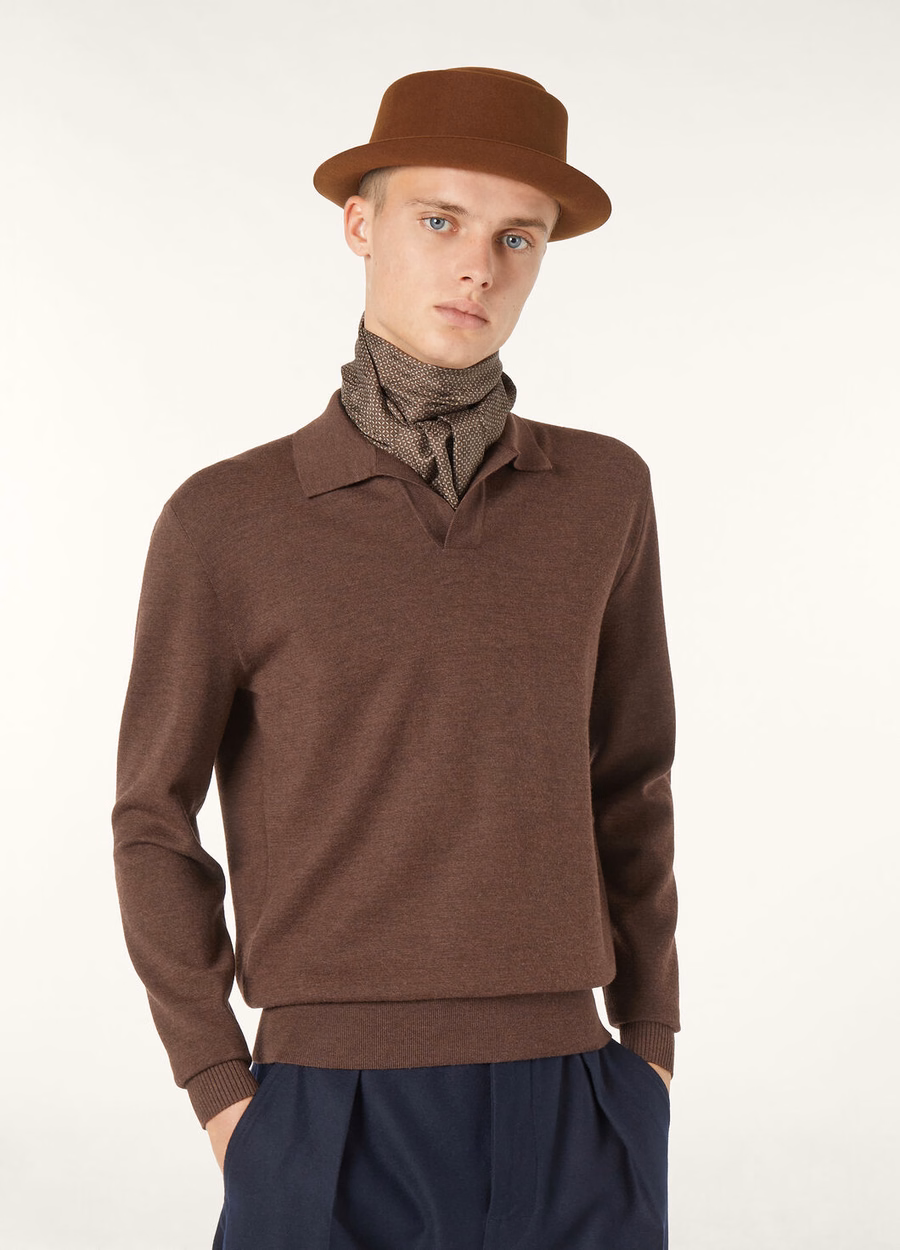 Wish® Wool Star Anaise Melange Button-Down Polo Shirt