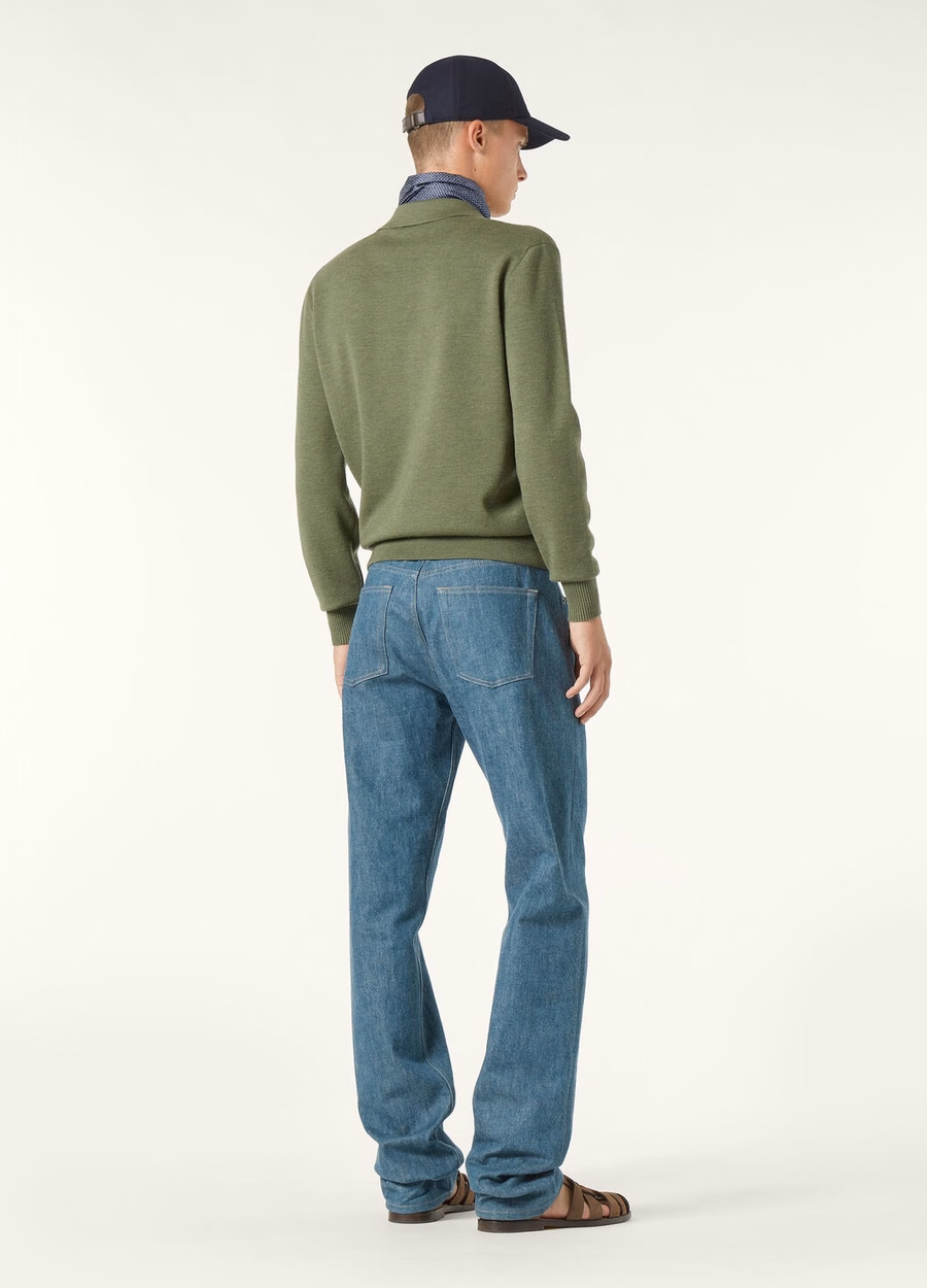 Wish® Wool Lagoon Flora Melange Button-Down Polo Shirt