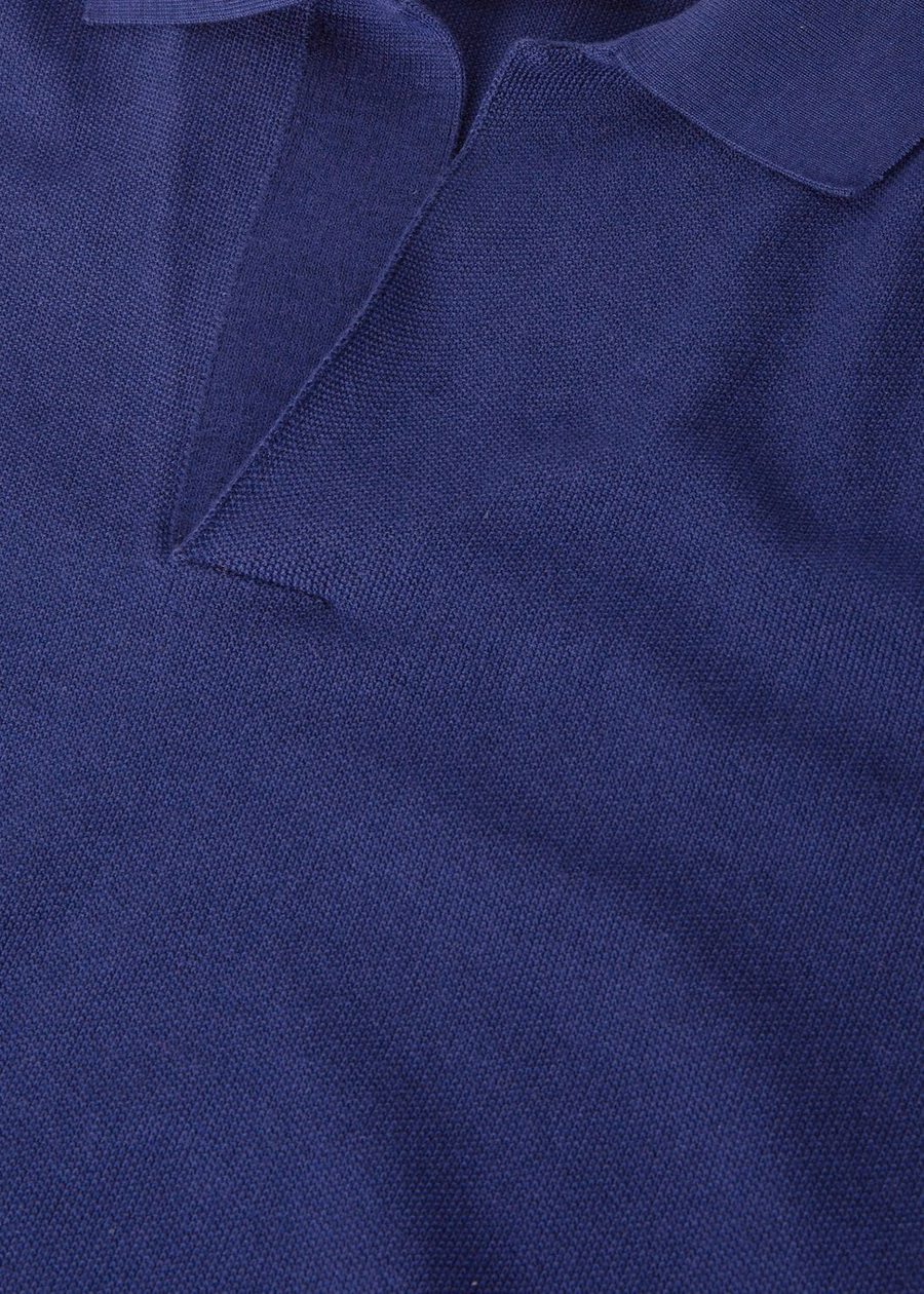 Polo shirt without buttons Cotton Silk Cobalt Stone