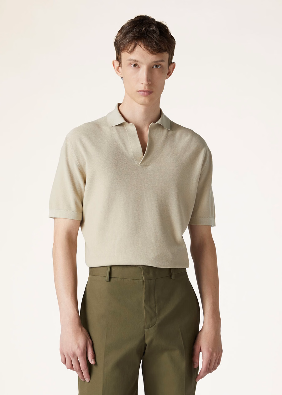Polo shirt without buttons Cotton Silk Cream