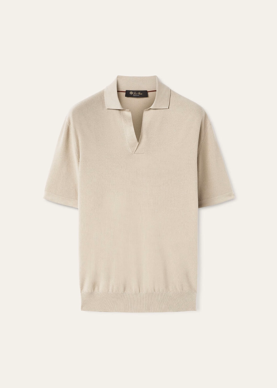 Polo shirt without buttons Cotton Silk Cream